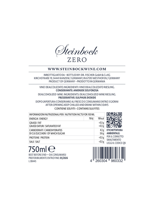 Dr. Fischer Riesling Steinbock Zero Alkoholfrei NV