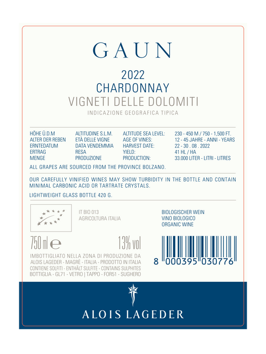 Alois Lageder Chardonnay Gaun Bio 2023