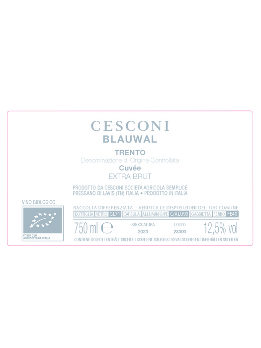 Cesconi Blauwal Cuvée Extra Brut Bio Trento DOC NV