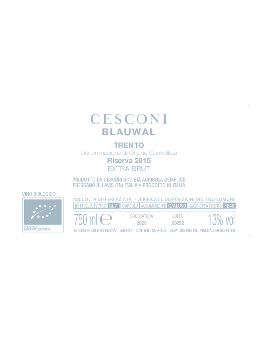 Cesconi Blauwal Riserva Extra Brut Bio Trento DOC 2015