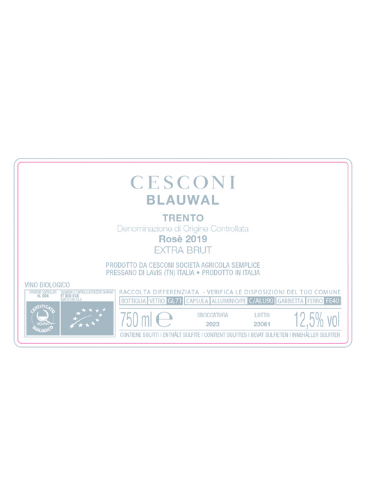 Cesconi Blauwal Rosé Extra Brut Bio Trento DOC 2019