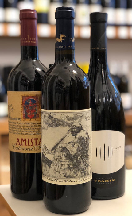 Erbhof Unterganzner Lagrein Lamarein 2022 im Paket mit Cabernet Franc Amistar (Sölva) 2020 und Merlot-Cabernet Loam (Kellerei Tramin) 2021  jeweils 1 Flasche à 0,75 L