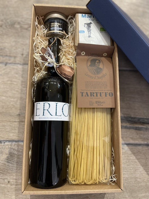 BERGWEIN Genusspaket mit Trüffelprodukten und Merlot Riserva BERGWEIN Edition 2.0