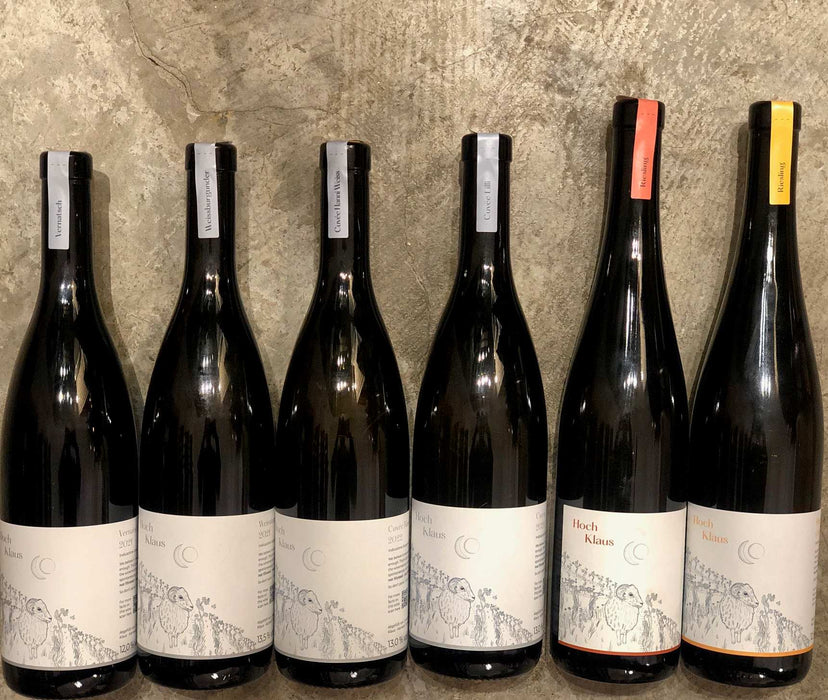 HochKlaus Probierpaket mit Vernatsch 2021, Weißburgunder 2021, Cuvée Hanni 2022, Cuvée Lilli 2021, Riesling Amphora 2021, Riesling Orange 2020